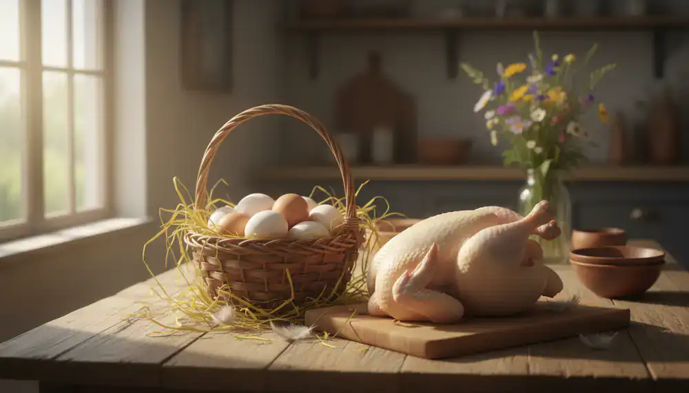 Poules en liberté dans une prairie verdoyante